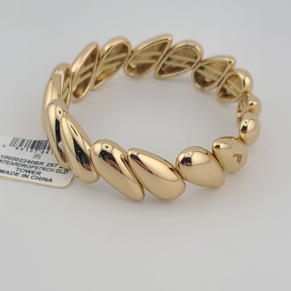 On 34th Gold Tone Teardrop Stretch Bracelet Polished High Shine